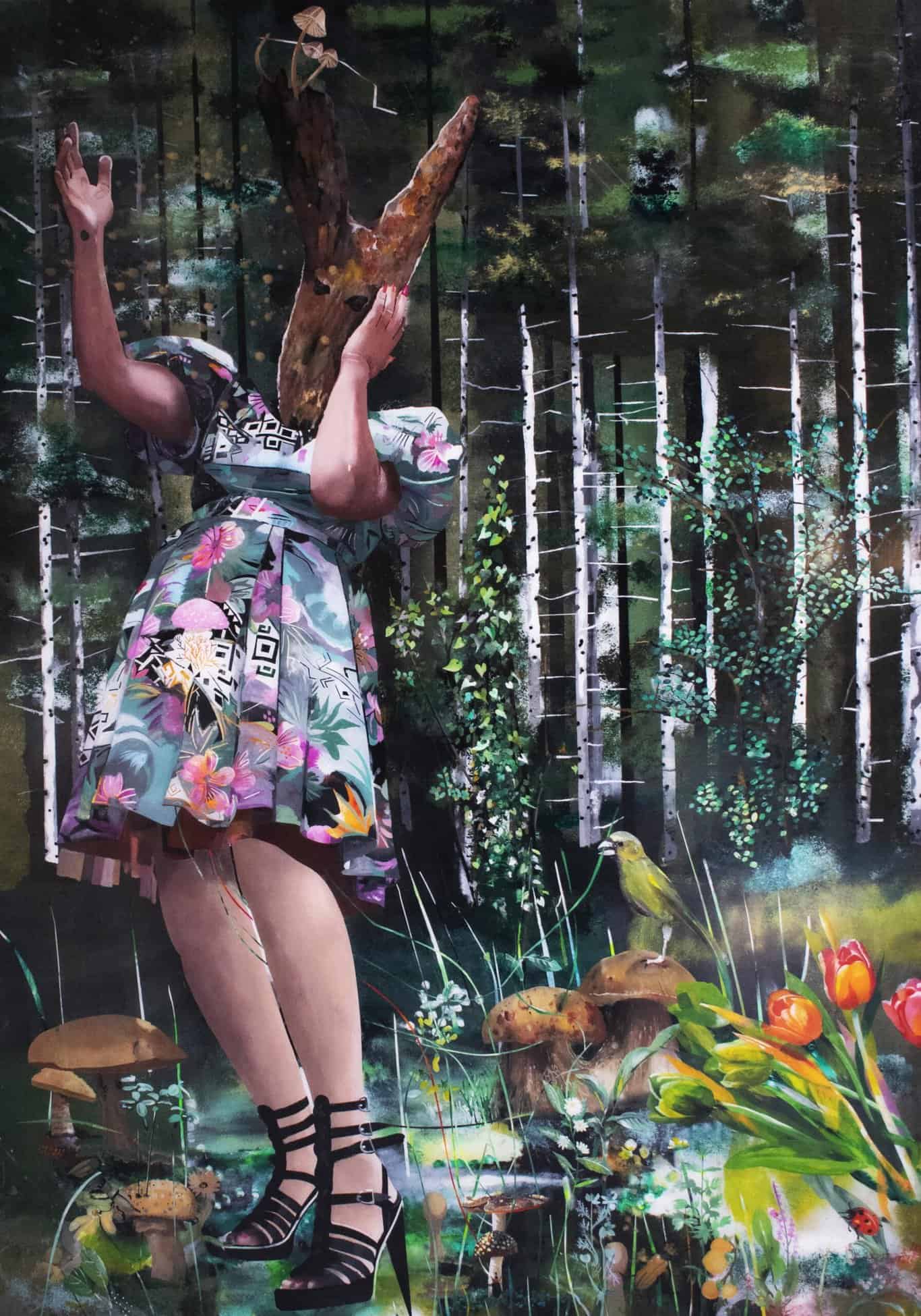 Muriel Rodolosse, Par les yeux de la louve (détail), peinture sous Plexiglas, 2021-2023