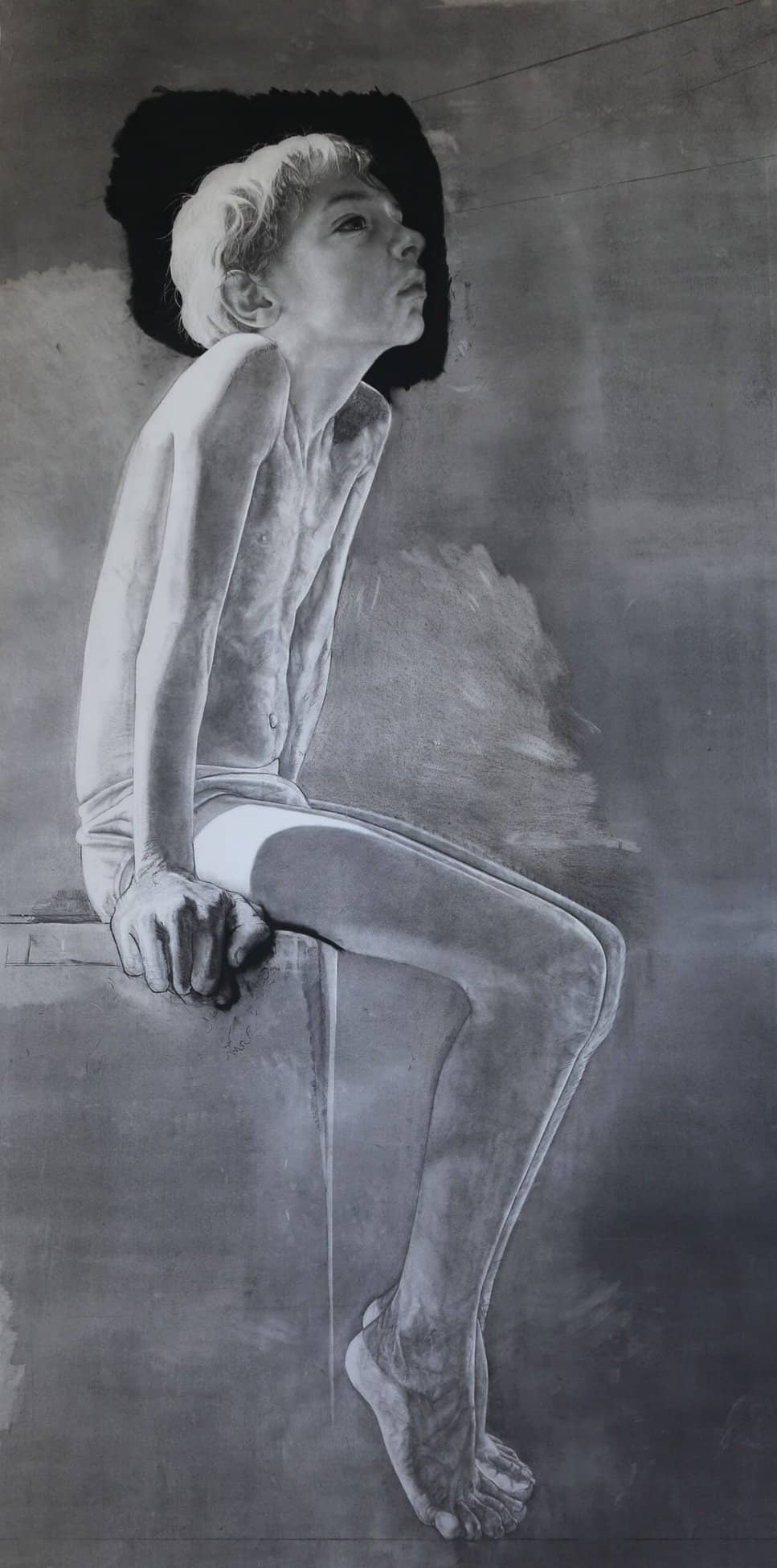 Yann Thoreau
« Clément 2 » 2010/2023, état inachevé
Fusain sur papier
300 cm x 150 cm